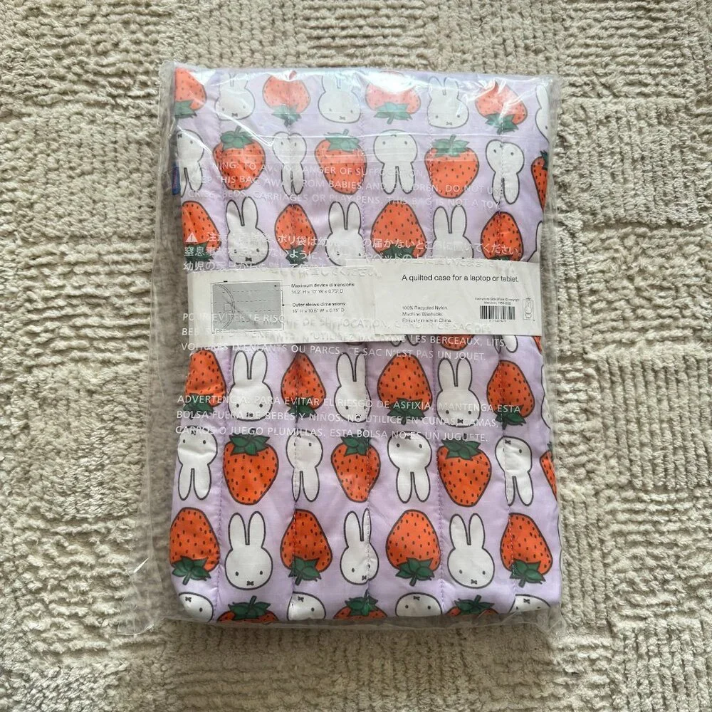 NEW Baggu Miffy Strawberry Puffy Laptop Case